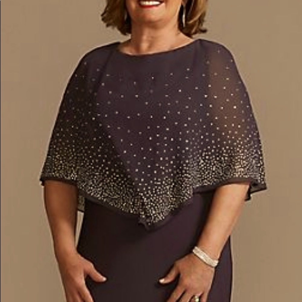 Plus Size Cape Gown with Sparkle Embellishment
OLEG CASSINI
WBM2640W
